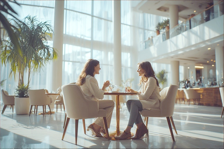 Symbolfoto: Zwei Frauen unterhalten sich in einem Café.