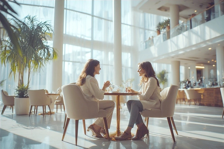 Symbolfoto: Zwei Frauen unterhalten sich in einem Café.