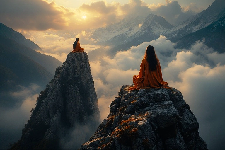 Symbolbild: Gurus mit Gebietsschutz, jeder auf seinem eigenen Berg