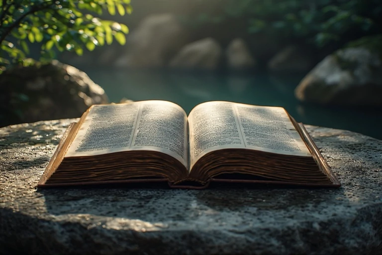 Symbolfoto: Aufgeschlagenes Buch in einer Bibliothek