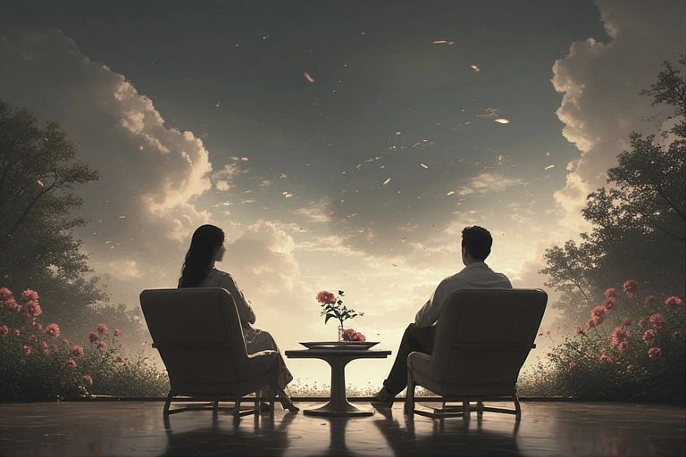 Symbolgrafik: Zwei Personen in einem Raum der real ist oder auch nicht