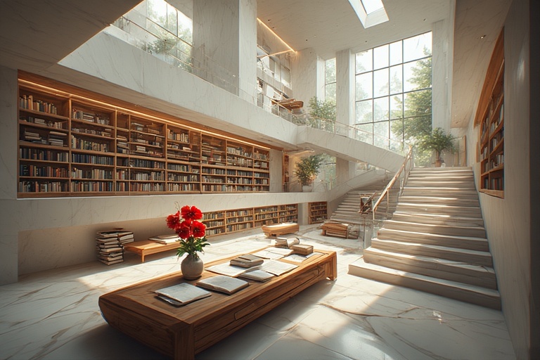 Symbolfoto: Blick in ein modernes Archiv mit Büchern und Plänen