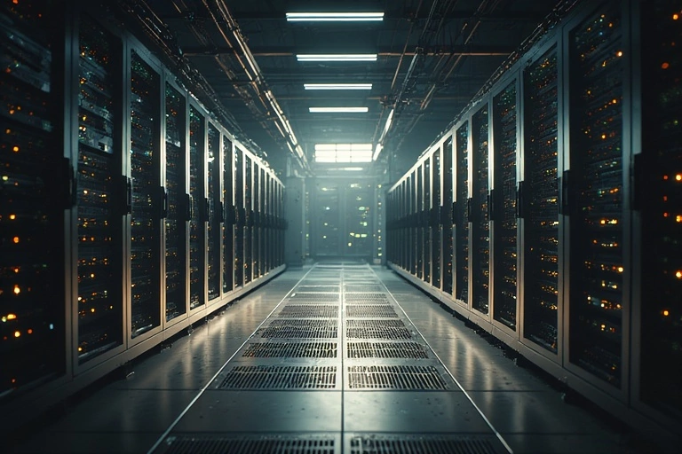 Symbolfoto: Serverraum mit unzähligen Schränken